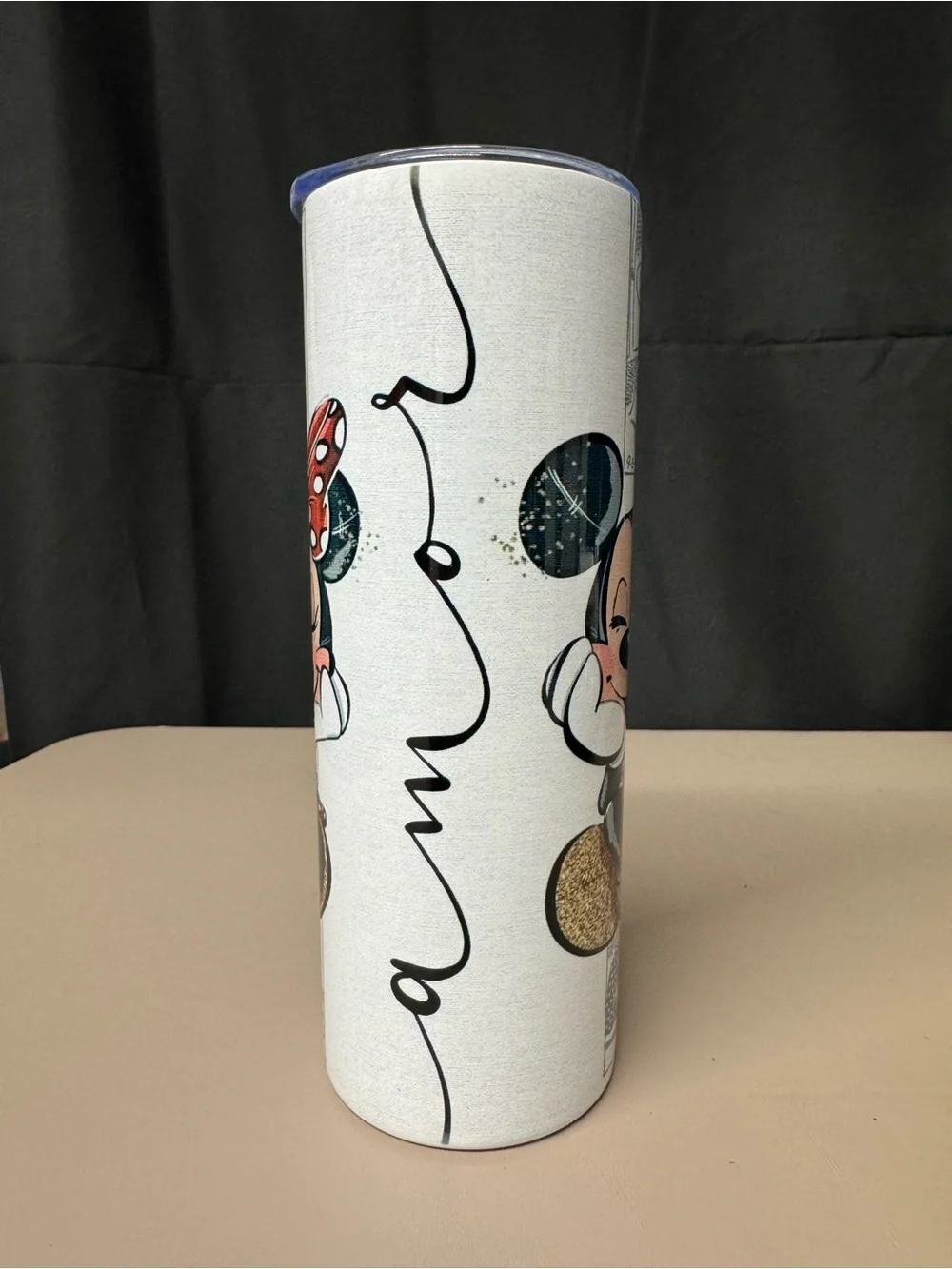 Custom Disney Minnie Mouse Cream Tumbler with Red Polka Dot Bow